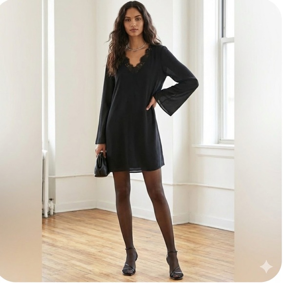 tom tailor Dresses & Skirts - NWT Tom Tailor Black Sheath Dress with Bell Sleeves